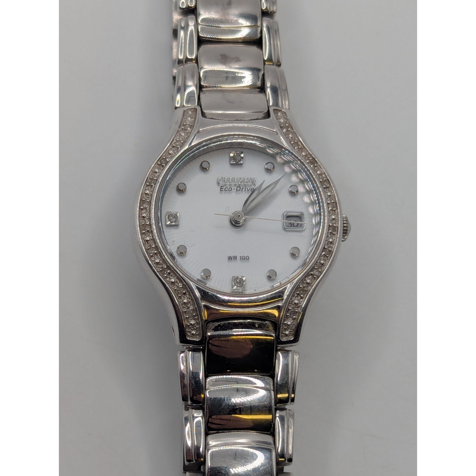 Citizen Silhouette Womens Diamond 26mm Stainless Steel Silver Watch  Tested